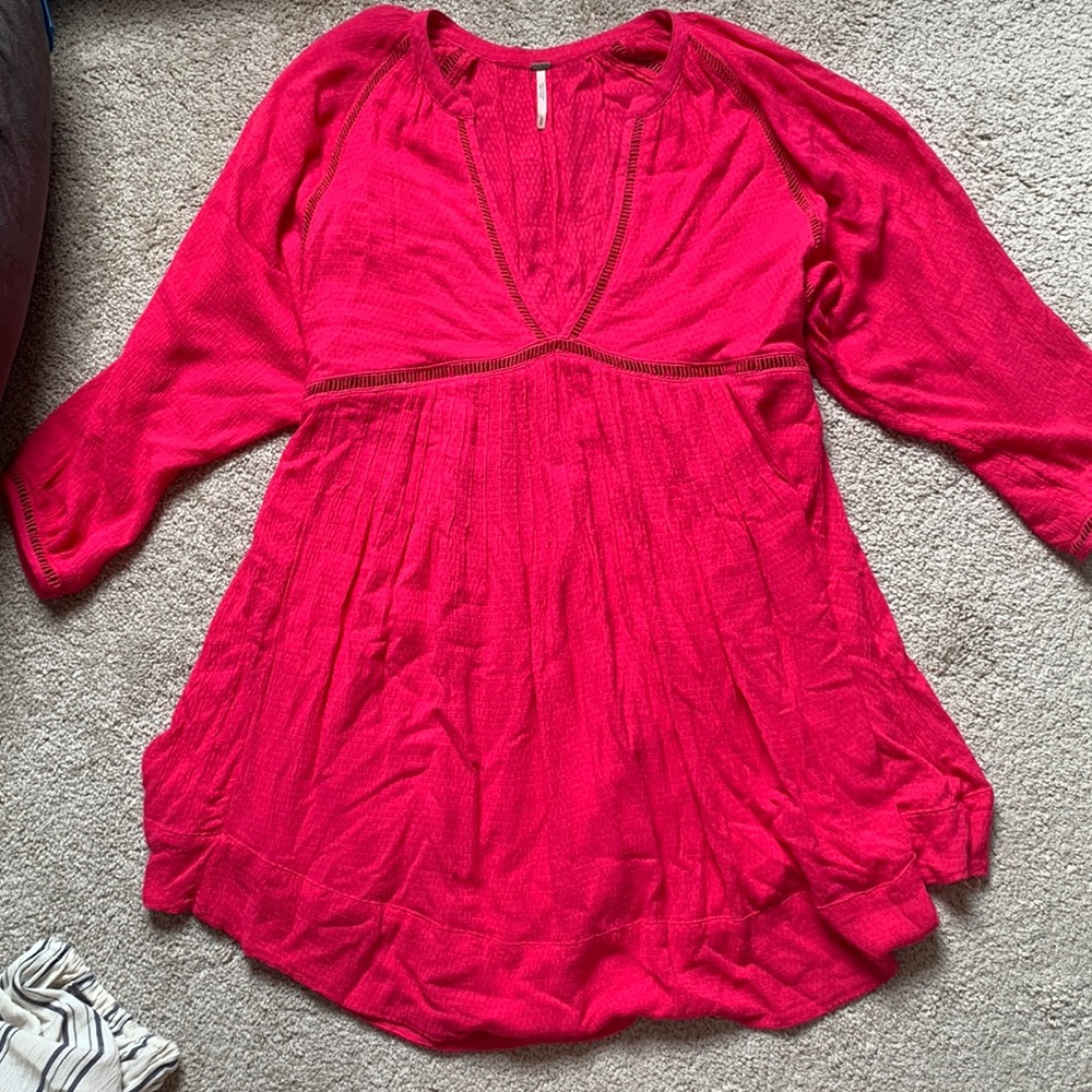 Hot pink Free People long sleeve dress